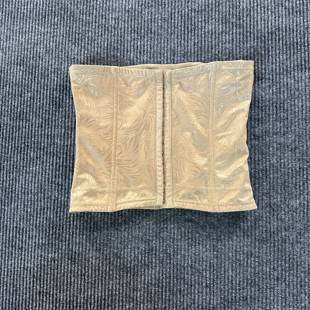 Maidenform Flexees Waist Nipper Shapewear Large Tan Jacquard Leaf Firm Control L